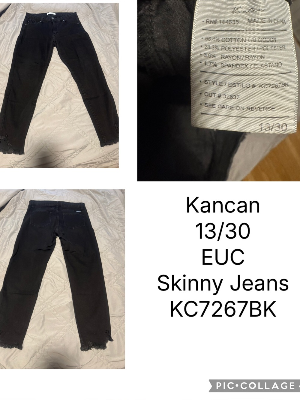 Kancan Black Skinny Jeans - Size 13/30 EUC